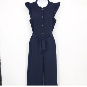 Monteau XL Navy Blue Belted Jumpsuit